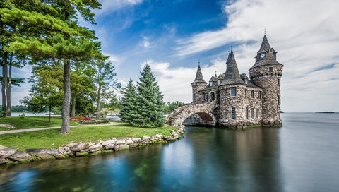 Обои озеро, замок, сша, нью-йорк, остров, boldt castle, alexandria bay, lake, castle, usa, new york, island разрешение 1920x1148 Загрузить