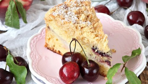 Обои ягоды, вишня, выпечка, пирог, berries, cherry, cakes, pie разрешение 2100x1402 Загрузить