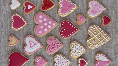 Обои сердечки, печенье, выпечка, глазурь, валентинки, hearts, cookies, cakes, glaze, valentines разрешение 2880x2057 Загрузить