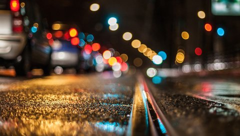 Обои дорога, ночь, огни, макро, дождь, боке, road, night, lights, macro, rain, bokeh разрешение 1920x1200 Загрузить