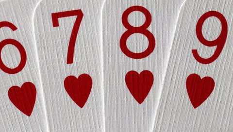 Обои макро, карты, сердечки, 7, 9, 8, 6, macro, card, hearts разрешение 5472x3648 Загрузить