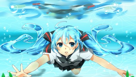 Обои арт, вода, растения, девушка, вокалоид, удивление, школьница, bottle miku, yuragiyura, art, water, plants, girl, vocaloid, surprise, schoolgirl разрешение 2000x1700 Загрузить