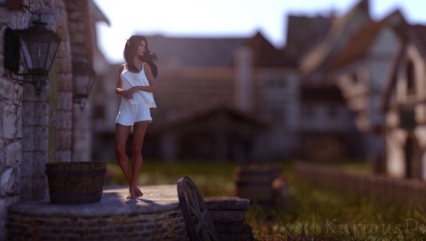 Обои девушка, фэнтези, эльф, рендер, 3д, girl, fantasy, elf, render, 3d разрешение 3360x1440 Загрузить