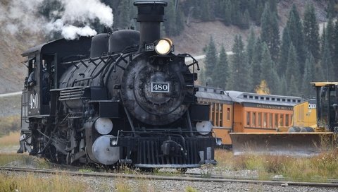 Обои железная дорога, паровоз, штат колорадо, durango, silverton, narrowgage, railroad, the engine, colorado разрешение 1920x1283 Загрузить