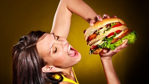 Обои гамбургер, женщин, диета, excess calories, hamburger, women, diet разрешение 2880x2334 Загрузить