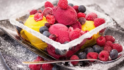Обои малина, мороженое, сладости, ягоды, черника, мороженное, десерт, raspberry, ice cream, sweets, berries, blueberries, dessert разрешение 4870x3304 Загрузить