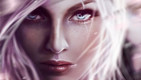 Обои арт, девушка, взгляд, лицо, белые волосы, art, girl, look, face, white hair разрешение 8354x5000 Загрузить