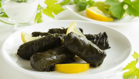 Обои голубцы, stuffed grape leaves, turkish and greek cuisine, долма, в виноградных листьях, cabbage rolls, dolma, grape leaves разрешение 5184x3456 Загрузить