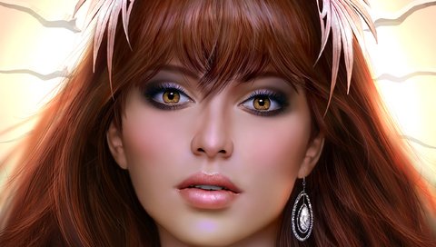 Обои арт, девушка, взгляд, карие глаза, серьга, art, girl, look, brown eyes, earring разрешение 2550x1879 Загрузить