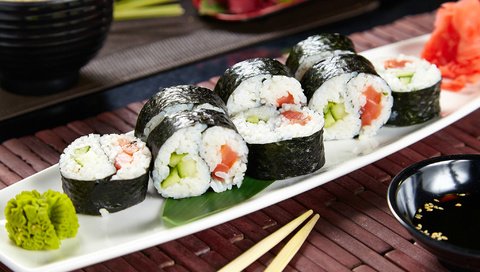 Обои начинка, суши, роллы, васаби, нори, filling, sushi, rolls, wasabi, nori разрешение 2046x1279 Загрузить