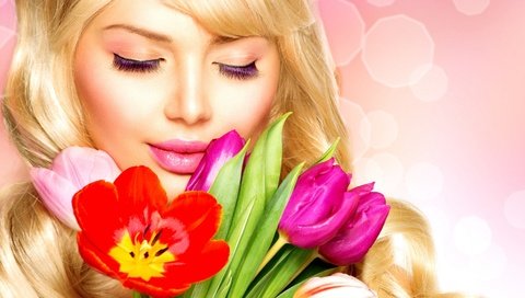 Обои девушка, блондинка, модель, ресницы, весна. цветы, girl, blonde, model, eyelashes, spring. flowers разрешение 2880x2317 Загрузить