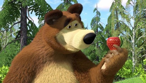 Обои клубника, мультфильм, мишка, маша и медведь, strawberry, cartoon, bear, masha and the bear разрешение 1920x1080 Загрузить