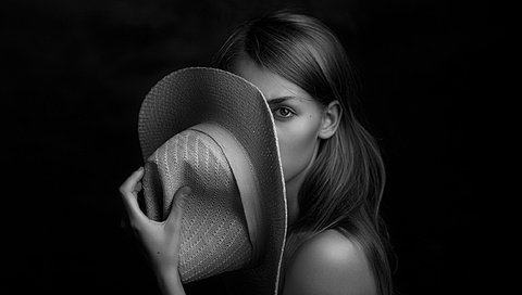 Обои девушка, портрет, чёрно-белое, шляпа, степан гладков, girl, portrait, black and white, hat, stepan gladkov разрешение 2560x1440 Загрузить