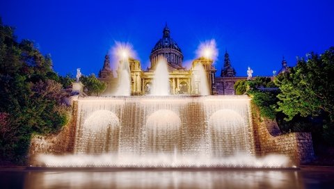 Обои фонтан, подсветка, дворец, испания, барселона, fountain, backlight, palace, spain, barcelona разрешение 2048x1153 Загрузить