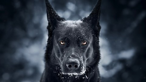 Обои морда, снег, фон, взгляд, собака, черная, немецкая овчарка, face, snow, background, look, dog, black, german shepherd разрешение 2048x1365 Загрузить