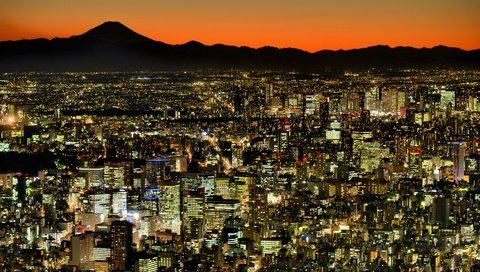Обои огни, панорама, город, япония, мегаполис, токио, lights, panorama, the city, japan, megapolis, tokyo разрешение 3000x2001 Загрузить