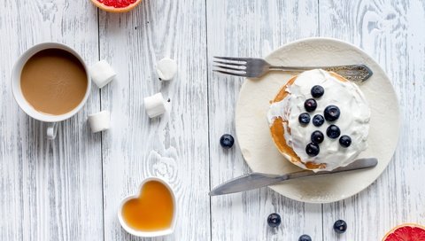 Обои ягоды, черника, завтрак, мед, блины, дерева, какао, грейпфрут, berries, blueberries, breakfast, honey, pancakes, wood, cocoa, grapefruit разрешение 4997x3331 Загрузить