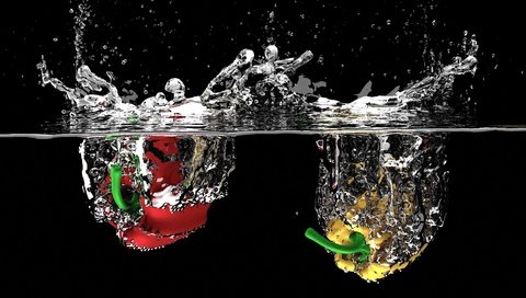 Обои вода, болгарский, пузыри, брызги, черный фон, овощи, жидкость, перец, сладкий, water, bulgarian, bubbles, squirt, black background, vegetables, liquid, pepper, sweet разрешение 3840x2160 Загрузить