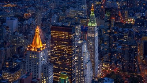 Обои ночь, огни, небоскребы, сша, нью-йорк, манхэттен, night, lights, skyscrapers, usa, new york, manhattan разрешение 1920x1226 Загрузить