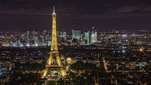 Обои свет, город, дома, париж, франция, эйфелева башня, light, the city, home, paris, france, eiffel tower разрешение 1920x1200 Загрузить