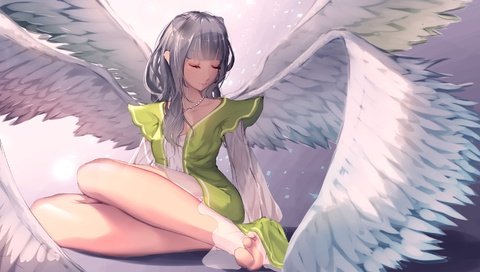 Обои арт, девушка, крылья, аниме, ангел, art, girl, wings, anime, angel разрешение 1920x1080 Загрузить