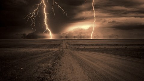 Обои небо, дорога, ночь, поле, горизонт, молнии, гроза, the sky, road, night, field, horizon, zipper, the storm разрешение 2048x1365 Загрузить