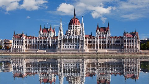 Обои отражение, здание, венгрия, будапешт, парламент, архитектурное здание, венгерский парламент, reflection, the building, hungary, budapest, parliament, architectural building, the hungarian parliament разрешение 1920x1200 Загрузить