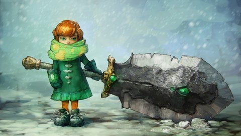 Обои снег, меч, девочка, одиночество, холод, ребенок, огромный, snow, sword, girl, loneliness, cold, child, huge разрешение 1920x1200 Загрузить