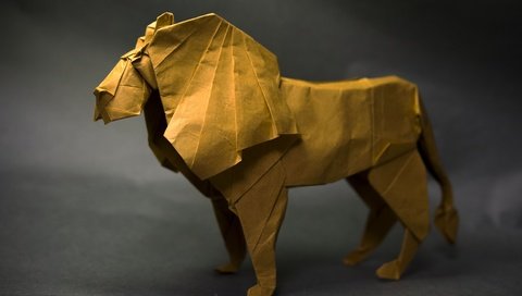 Обои бумага, оригами, лев, paper, origami, leo разрешение 7006x4676 Загрузить