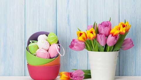 Обои цветы, букет, тюльпаны, пасха, праздник, декор, flowers, bouquet, tulips, easter, holiday, decor разрешение 5525x3683 Загрузить