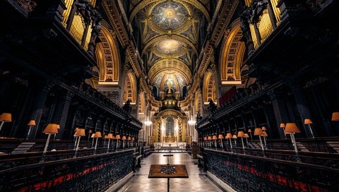 Обои лондон, англия, архитектура, религия, неф, собор святого павла, london, england, architecture, religion, the nave, st. paul's cathedral разрешение 2048x1286 Загрузить