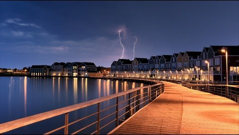 Обои огни, вечер, гроза, нидерланды, голландия, хаутен, lights, the evening, the storm, netherlands, holland, houten разрешение 2048x1156 Загрузить