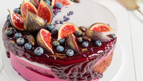 Обои лаванда, ягоды, черника, сладкое, торт, десерт, инжир, lavender, berries, blueberries, sweet, cake, dessert, figs разрешение 4650x3100 Загрузить