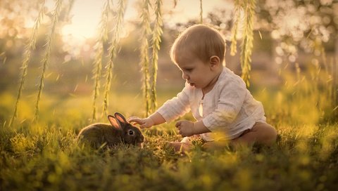 Обои трава, sveta butko, природа, ветки, дети, ребенок, кролик, животное, малыш, grass, nature, branches, children, child, rabbit, animal, baby разрешение 2048x1365 Загрузить