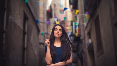 Обои девушка, брюнетка, улица, модель, флажки, боке, юлия, girl, brunette, street, model, flags, bokeh, julia разрешение 4000x2606 Загрузить