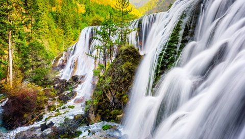 Обои река, природа, водопад, осень, китай, river, nature, waterfall, autumn, china разрешение 2880x1800 Загрузить