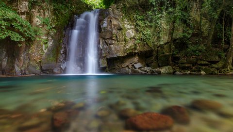 Обои река, скалы, природа, водопад, филипины, cumon, malinao, albay, george qua, vera falls, river, rocks, nature, waterfall, philippines разрешение 1920x1200 Загрузить