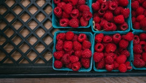 Обои малина, ягоды, много, урожай, контейнеры, ящик, коробочки, raspberry, berries, a lot, harvest, containers, box, boxes разрешение 3072x1728 Загрузить