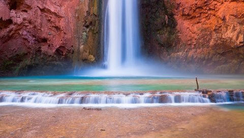 Обои скалы, природа, водопад, сша, аризона, водопад хавасу, большой каньон, rocks, nature, waterfall, usa, az, havasu falls, the grand canyon разрешение 2880x1800 Загрузить