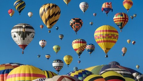 Обои воздушные шары, голубое небо, фестиваль, balloons, blue sky, festival разрешение 3170x2100 Загрузить