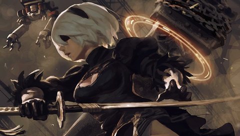 Обои арт, девушка, девушка-воин, дичь, 2b, yorha no.2 type b, girl warrior, nier: automata, art, girl, the girl-soldier, game разрешение 1920x1080 Загрузить