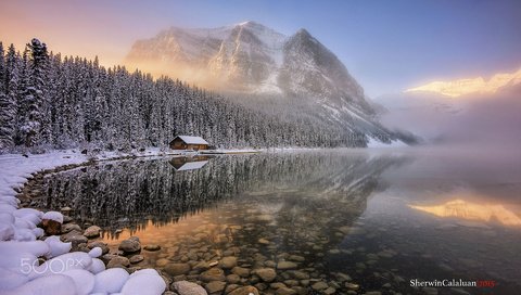 Обои река, горы, природа, лес, зима, пейзаж, sherwin r calaluan, river, mountains, nature, forest, winter, landscape разрешение 1920x1200 Загрузить