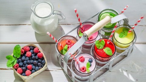 Обои фрукты, ягоды, коктейль, десерт, йогурт, смузи, fruit, berries, cocktail, dessert, yogurt, smoothies разрешение 1920x1080 Загрузить