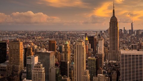 Обои небоскребы, мегаполис, сша, нью-йорк, манхэттен, empire state, skyscrapers, megapolis, usa, new york, manhattan разрешение 2560x1080 Загрузить