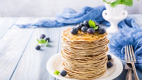 Обои черника, завтрак, мед, блины, blueberries, breakfast, honey, pancakes разрешение 5626x3751 Загрузить