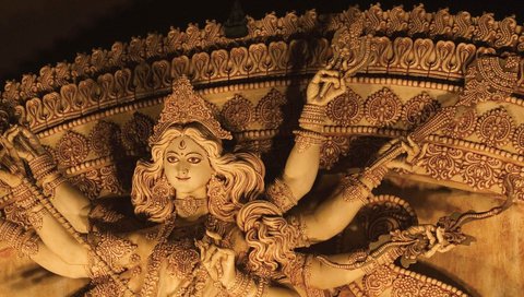 Обои храм, статуя, индия, калькутта, богиня дурги, temple, statue, india, kolkata, goddess durga разрешение 1920x1080 Загрузить