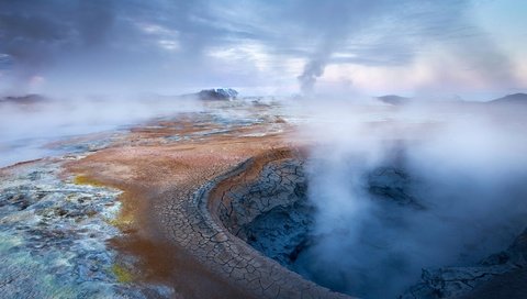 Обои природа, пейзаж, дым, исландия, источник, гейзер, geothermie, геотермальный источник, nature, landscape, smoke, iceland, source, geyser разрешение 2048x1365 Загрузить