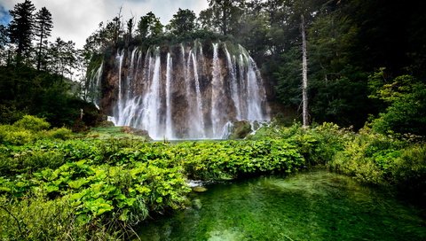 Обои озеро, природа, лес, водопад, хорватия, водопады, plitvice lakes national park, lake, nature, forest, waterfall, croatia, waterfalls разрешение 7000x4673 Загрузить