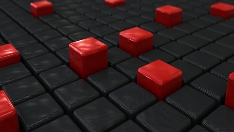Обои цвет, блоки, форма, 3д, черный, красный, графика, кубики, квадраты, кубы, color, blocks, form, 3d, black, red, graphics, cubes, squares, cuba разрешение 3840x2160 Загрузить