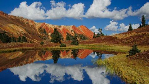 Обои небо, облака, озеро, горы, отражение, колорадо, the sky, clouds, lake, mountains, reflection, colorado разрешение 1920x1200 Загрузить